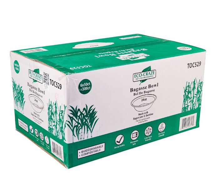 Eco-Craze - 24oz Round Natural Pulp Bowl - CR24