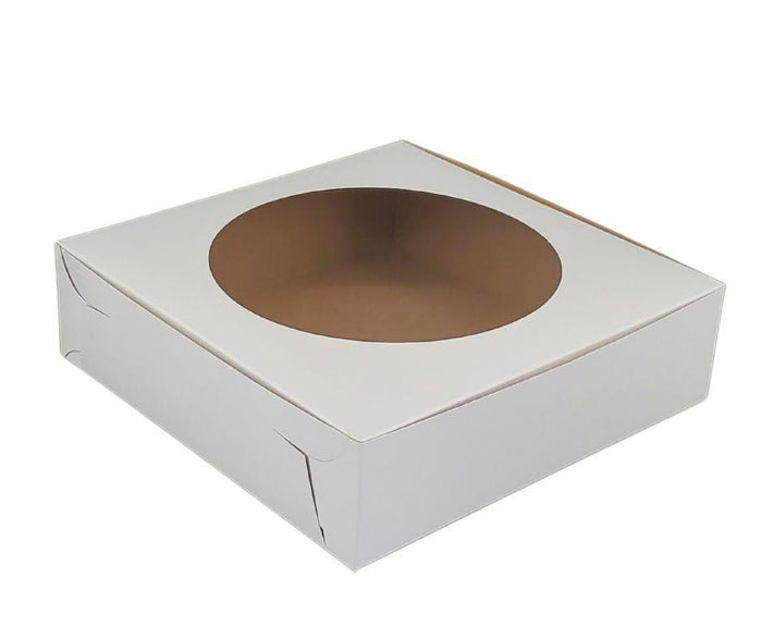 EB - White Cake Boxes - W/Window - 9x9x2.5 (Pie Box)