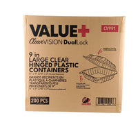 Value+ - Dual Lock - 9in Large Clear Hinged Containers - CV991 Value+ - Dual Lock - 9in Large Clear Hinged Containers - CV991