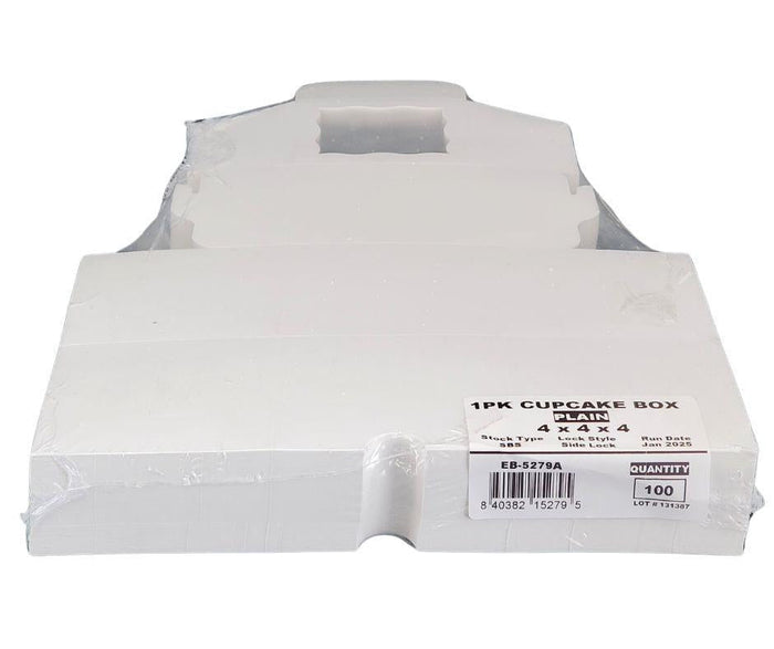 EB - Cup Cake Box with Window - White - 4x4x4