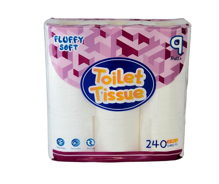 Fluffy Soft - Toilet Tissue - 2 ply - White