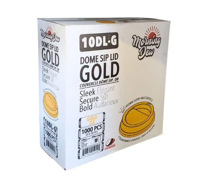 Morning Dew - Dome Sip Lid for 10-24oz Hot Paper Cups - Gold - 10DL-G