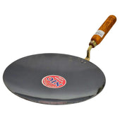 XC - Noor - Iron Tava 12 - Concave w/Wooden Handle XC - Noor - Iron Tava 12 - Concave w/Wooden Handle