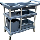 Spartano - Large, Utility Cart w/ 4 Trays + 2 Buckets - Black - 4879 Spartano - Large, Utility Cart w/ 4 Trays + 2 Buckets - Black - 4879