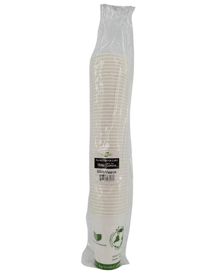 Eco-Craze - 16oz PLA Single Wall Hot Paper Cup - Printed