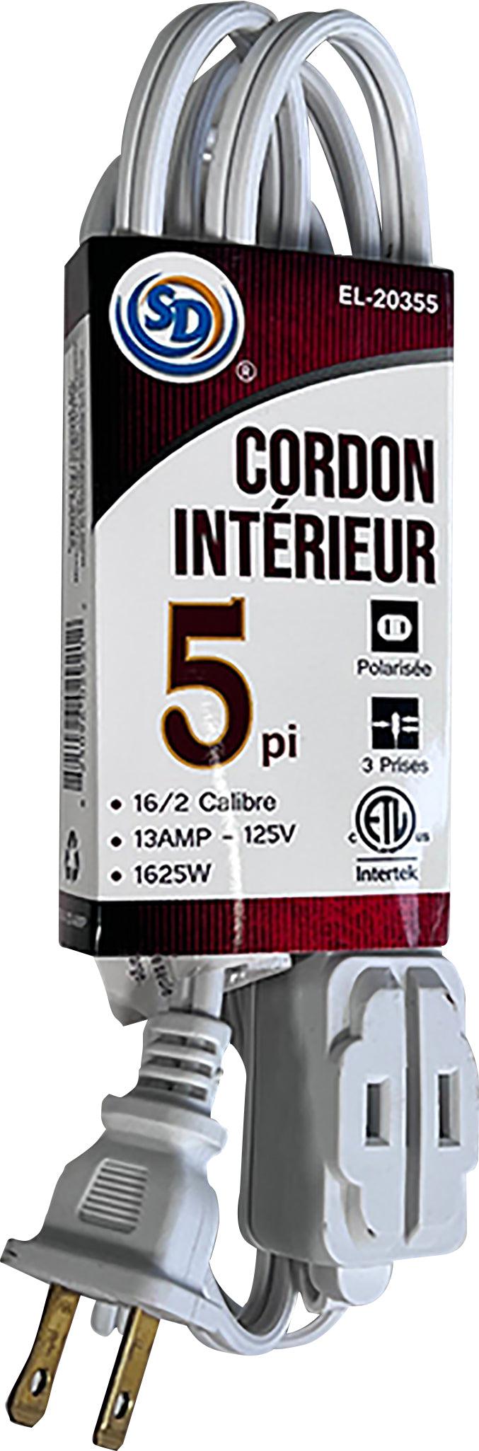 Indoor Extension Cord 6ft 3 Outlets