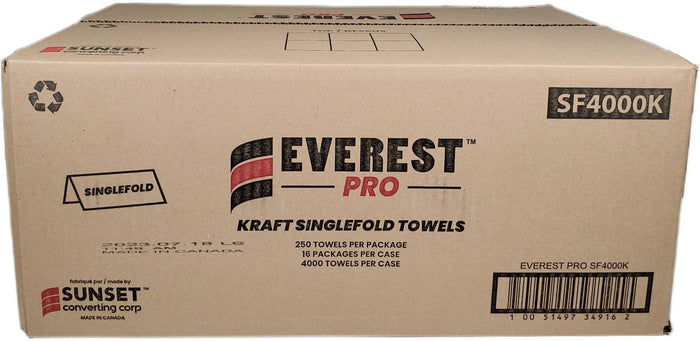Everest Pro - Paper Hand Towel - Single Fold - Kraft - SF4000K