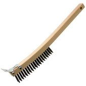 Felton 1666 Curved-Handle Scratch Brush with Scraper - Carbon Steel Wire