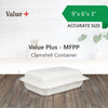 Eco-Craze - MFPP Clamshell Container - 9x6x2.6 - Double Lock - Vented - White