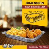 Rhino-Foil - Half Size Shallow - Aluminium Steam Pan