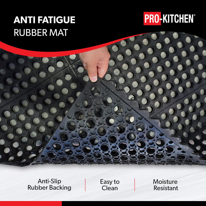 Pro-Kitchen - Black Rubber Anti-Fatigue Mat - 36''X36''