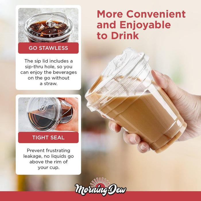 Morning Dew - Sip Lids W/Lock Back Cover For CP16-CP24 Clear Pet Cup - 98mm - SIP-16LB