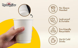 Morning Dew - 12oz Hot Paper Cup - Double Wall - White - D-H12W