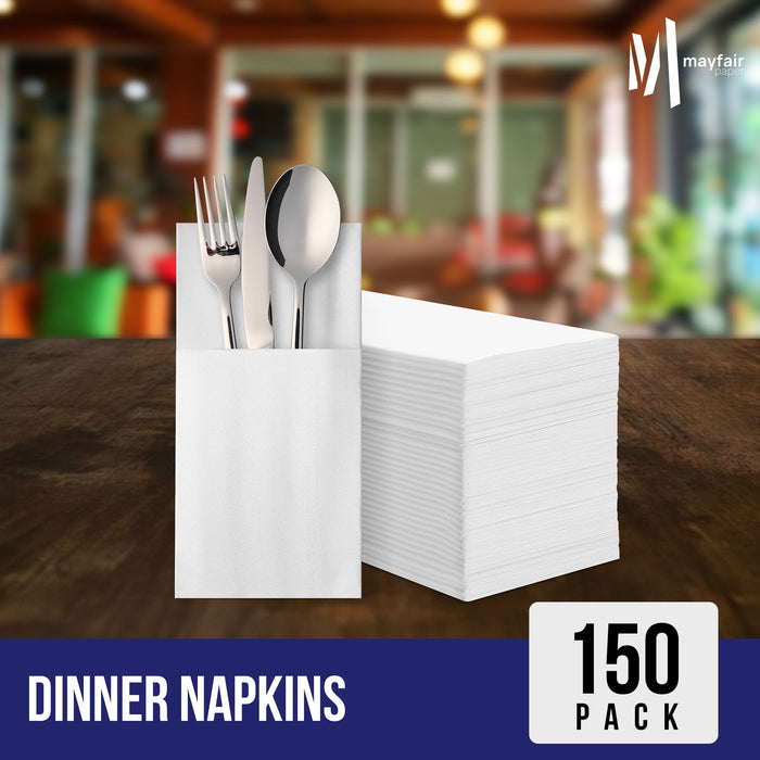 Mayfair - 2 Ply Dinner Napkins 1/8 Fold - White DNAP02