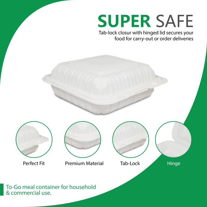 Eco-Craze MFPP Clamshell Container 8x8x2.6