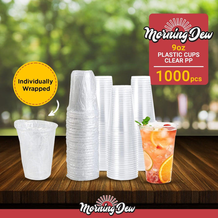 Morning Dew - 9oz Plastic Cups - PP9 - Individually Wrapped