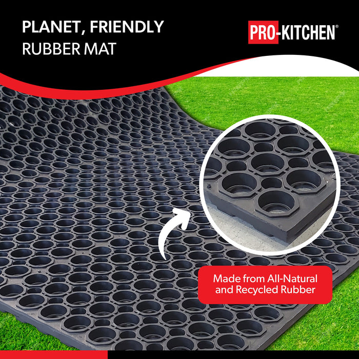 Pro-Kitchen - Black Rubber Anti-Fatigue Mat - 36