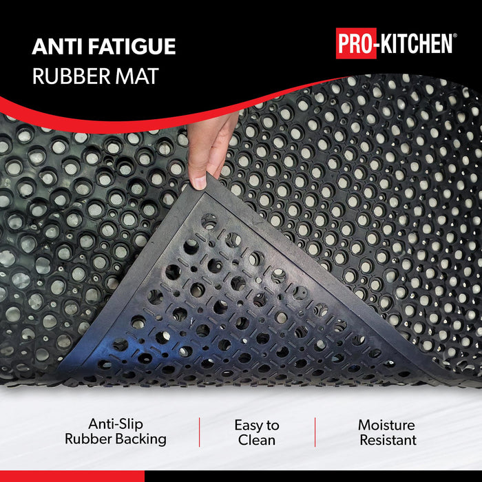 Pro-Kitchen - Black Rubber Anti-Fatigue Mat - 36''X36''