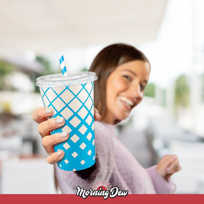 Morning Dew - X Straw Flat PET Lid for 16,22oz Cold Paper Cups - CPC16L