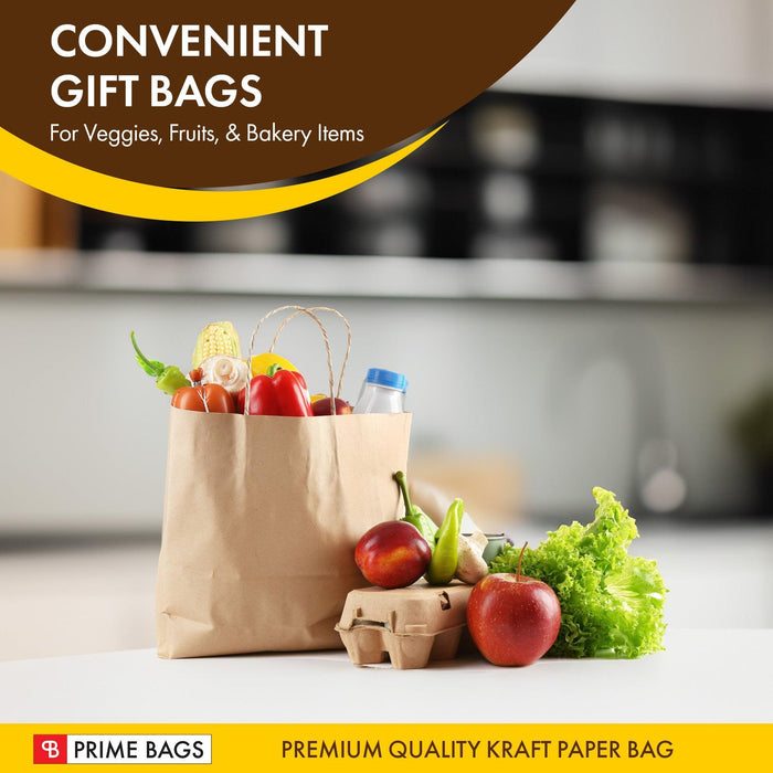 Prime Bags - Delta - Self Adhesive Paper Bags with Twisted Handles - 13x7x13