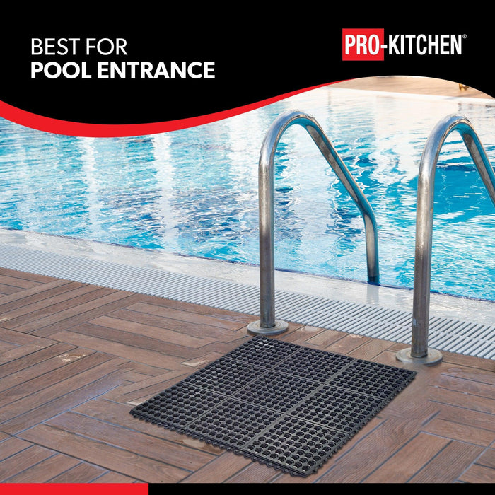 Pro-Kitchen - Black Rubber Anti-Fatigue Mat - 36''X36''