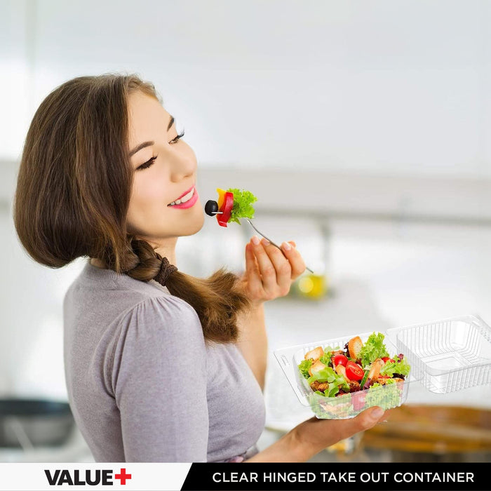 Value+ - Dual Lock - 5in Clear Hinged Containers -Ã‚Â CV551