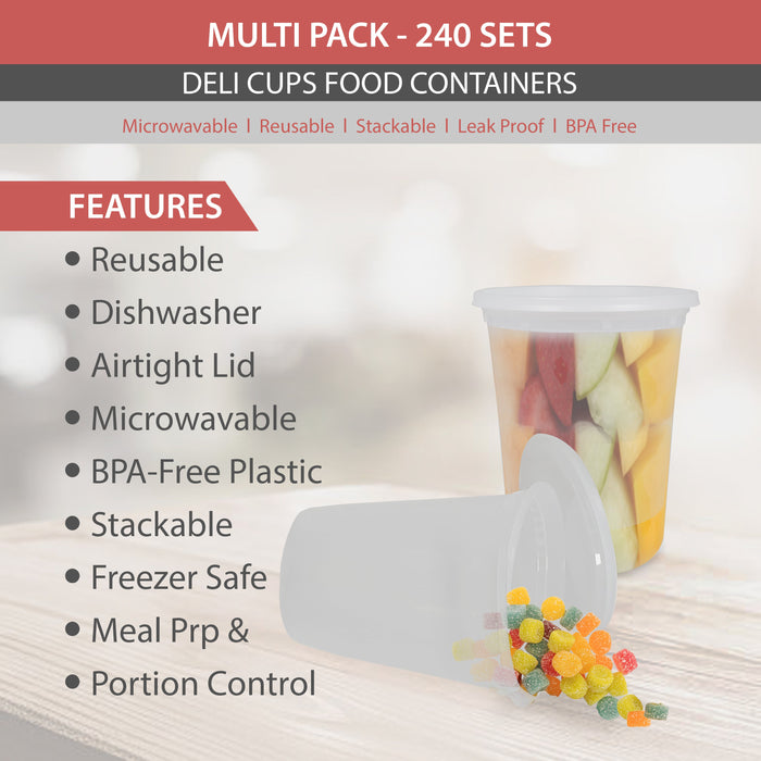 Value+ - 32oz Round Deli Container w/Lids