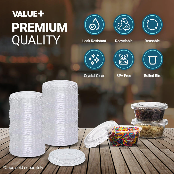 Value+ - 1.5oz - 2oz Portion Cup Lids - 62mm - PC200L