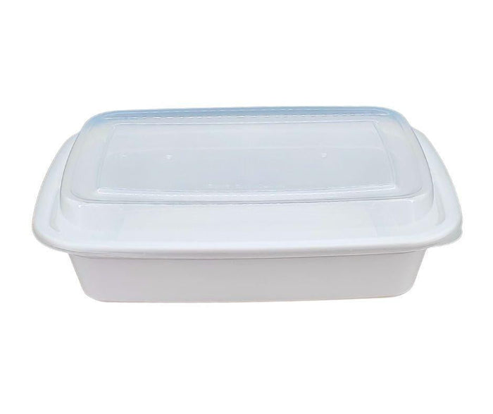 Value+ - 38oz Rectangular White Plastic Container