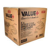 CLR - Value+ - Dual Lock - 8 in Medium Clear Hinged Containers - 3 Comp - CV883