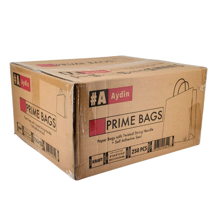 Prime Bags - Paper Handle Bag - Self Adhesive - 8*4.5*10.5