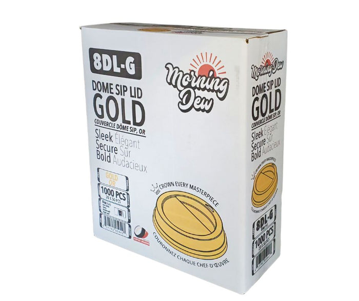 Morning Dew - Dome Sip Lid for 8oz Tall Hot Paper Cups - Gold - 8DL-G