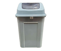 50L Square Waste Bin w/Push Lid - Grey