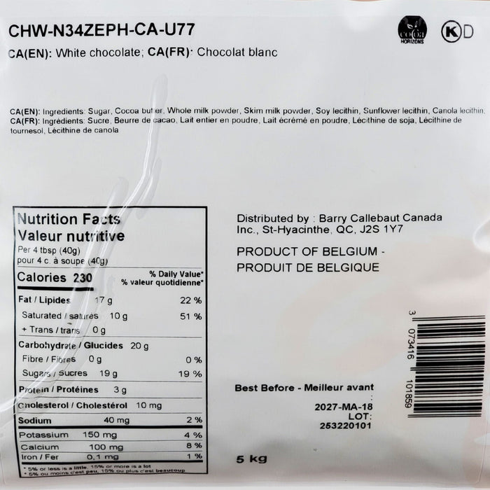 Cacao Barry - Zephir Callet White Chocolate - 5kg
