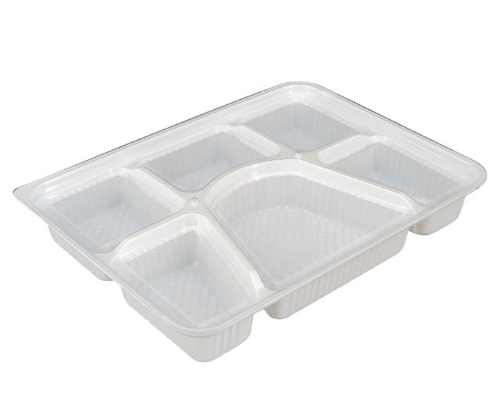 Take Out Tray - 6 Comp. - Combo - Black/White (Thali)