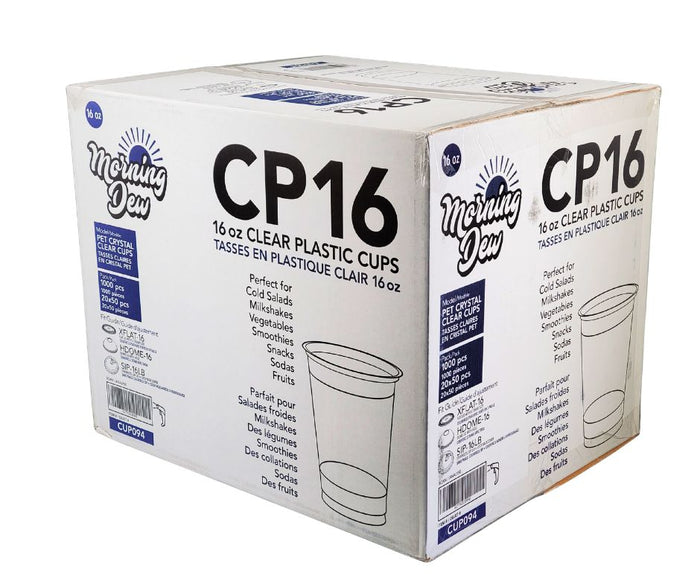 Morning Dew Clear PET Plastic Cups - 16oz