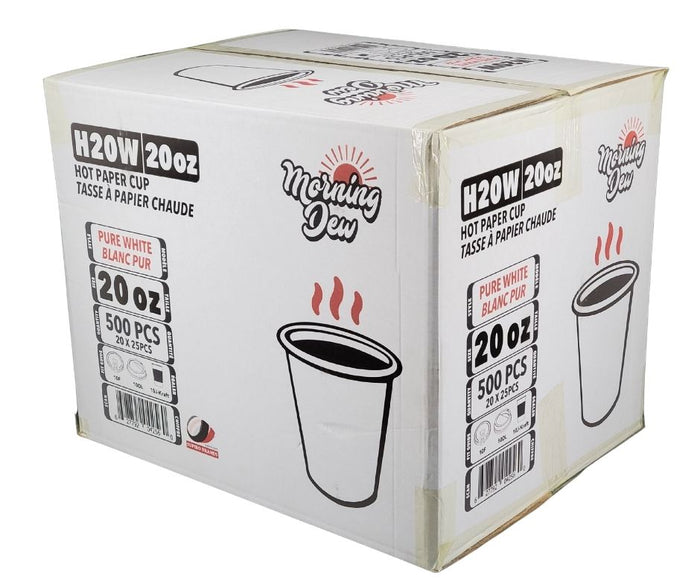 Morning Dew - 20 oz Hot Paper Cups - White - H20W