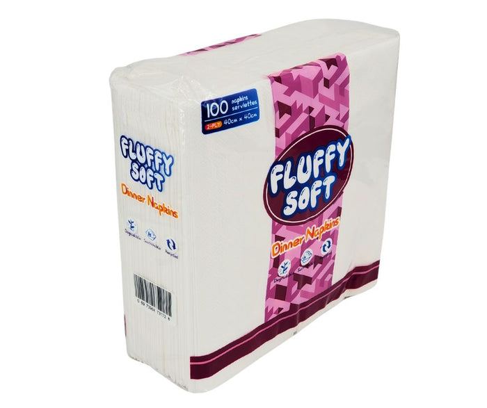 Fluffy Soft - Dinner Napkins - 2 ply - White