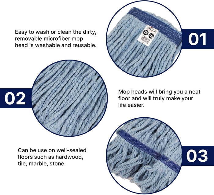 Spartano - 16oz Blue Synthetic Loop-End Mop Head - 3090