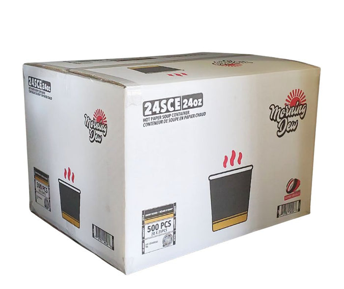 Morning Dew - 24 oz Paper Soup Container - Ebony Print - 24SCE