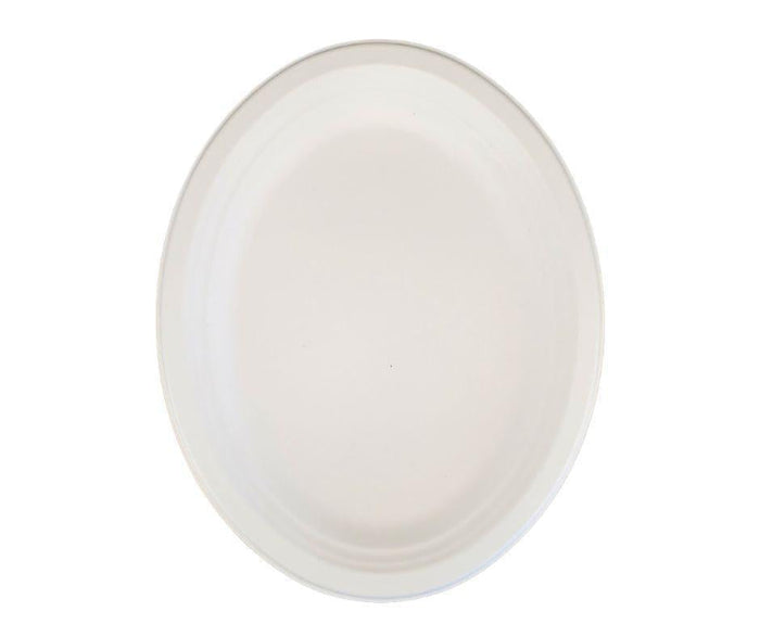 Eco-Craze - 12inch Oval Bagasse Plate - Retail Pack