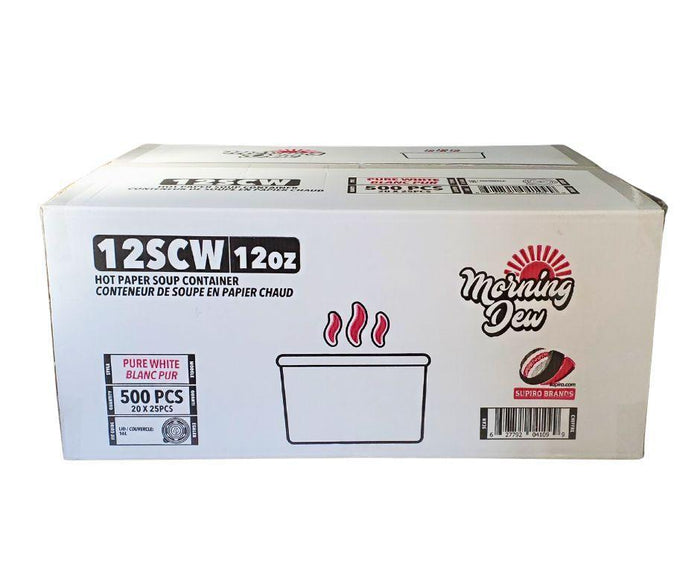Morning Dew - 12 oz Paper Soup Container - White - 12SCW