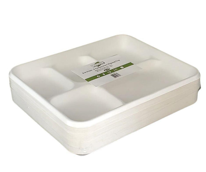 CLR - Eco-Craze - 5 Compartment Bagasse Tray (Thali) - Retail Pack