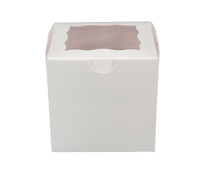 EB - Cup Cake Box with Window - White - 4x4x4