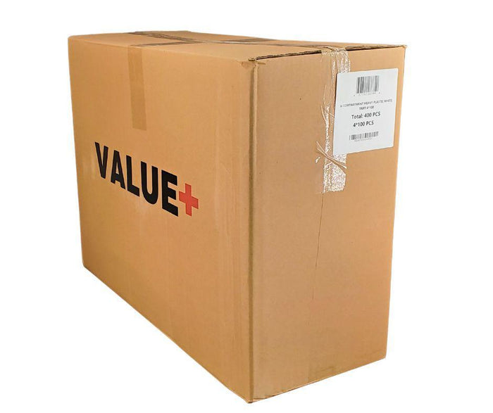 SO - Plastic Tray (Thali) - 6 Compartment - White