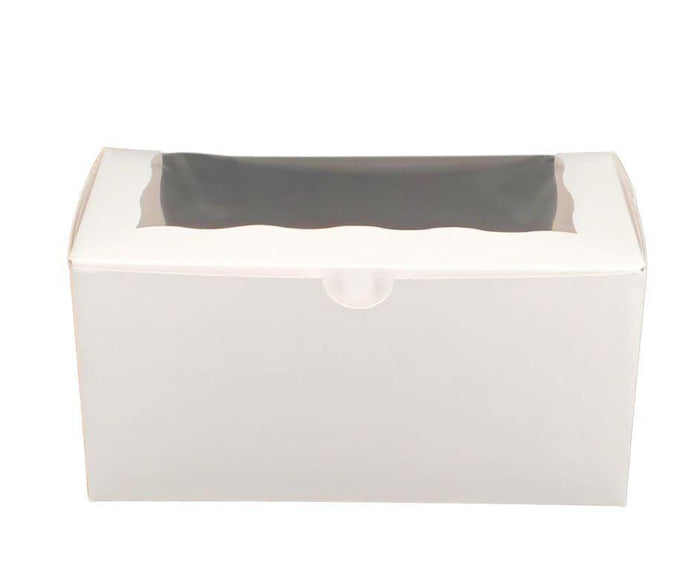 EB - Cup Cake Box with Window - White - 8 x 4 x 4 - Double / 2 Cupcake