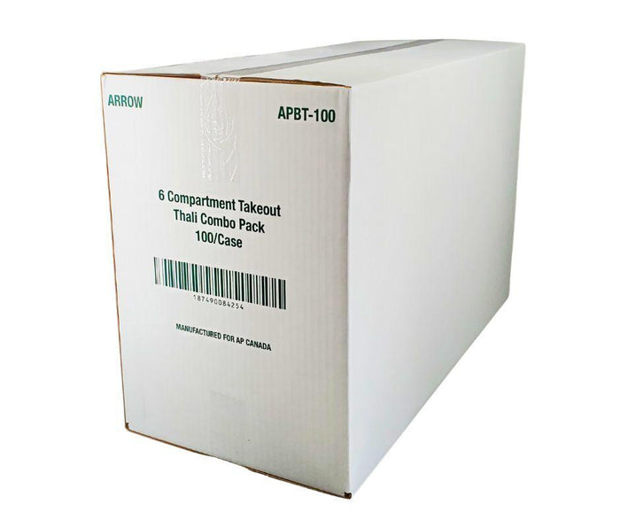 Take Out Tray - 6 Comp. - Combo - Black/White (Thali)