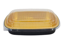 Rhino-Foil - Large (64oz) Black & Gold Foil Cont. w/ Clear Dome Lid