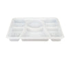 SO - Plastic Tray (Thali) - 6 Compartment - White