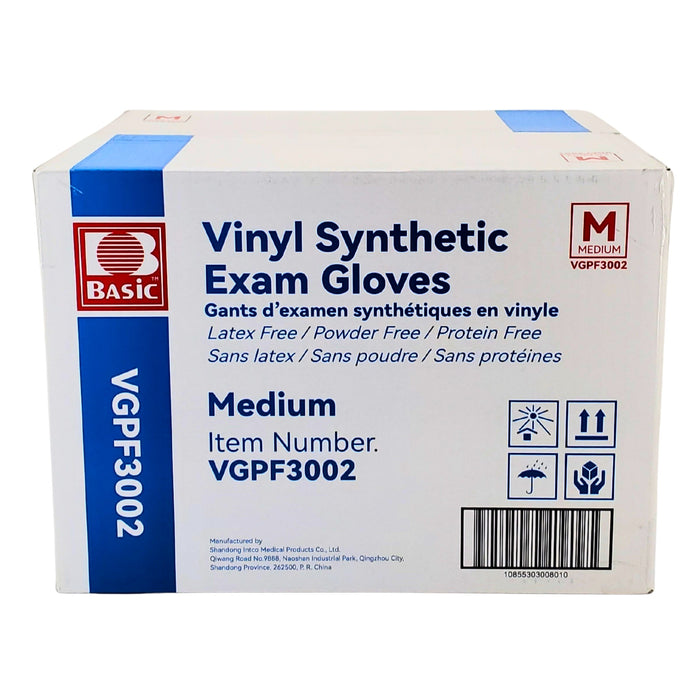 Basic - Vinyl Gloves Exam - Clear - Medium - Powder Free